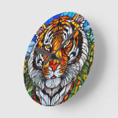 Tigerfarbglas Runde Wanduhr (Winkel)