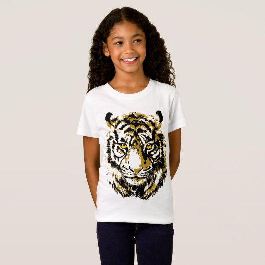 Tigergelb - farbenfroher Tiger-T - Shirt (Vorne ganz)