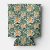 Tigergesicht mit DschungelBlätter Dosenkühler (Vorderseite)