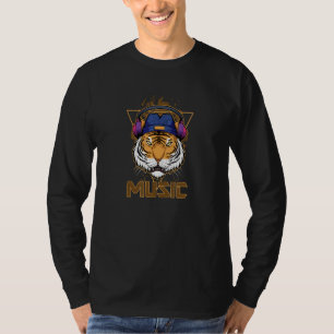 Tigergesicht mit Headphone Cool Rock Music Big Cat T-Shirt
