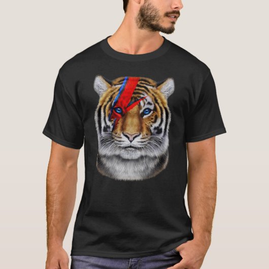 Tigergesicht mit rotem Blitzschlag T-Shirt (Vorderseite)