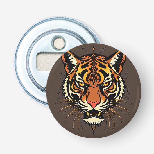 Tigergesicht mit Stammesmustern Flaschenöffner (Vorderseite)