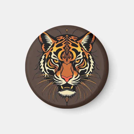 Tigergesicht mit Stammesmustern Magnet (Vorne)