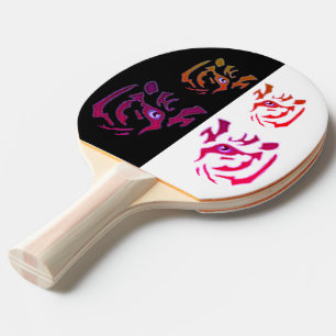 Tigergesicht Schwarz & Weiß, beidseitig Tischtennis Schläger