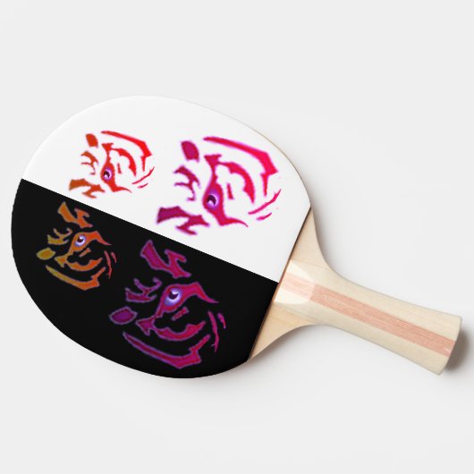 Tigergesicht Schwarz & Weiß, beidseitig Tischtennis Schläger (Seitenansicht)