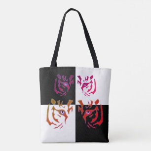 Tigergesicht Schwarz-Weiß-Karo Tasche