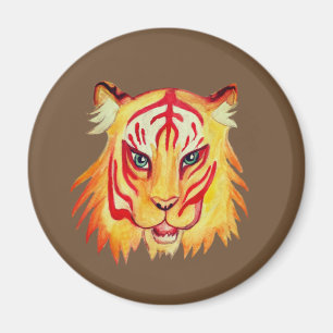Tigergesicht Zeichnend Standard, 5,7 cm Rundmagazi Magnet