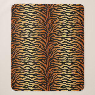 Tigergestreiftes Tiermuster, Bernstein, Schwarz un Sherpadecke