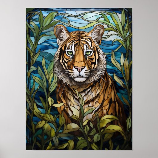 Tigerglasmalerei Dschungel Kunst Poster (Vorne)