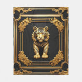 Tigergold und schwarzer Zierrahmen Fleecedecke (Vorderseite)