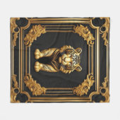 Tigergold und schwarzer Zierrahmen Fleecedecke (Vorderseite (Horizontal))