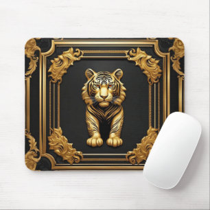 Tigergold und schwarzer Zierrahmen Mousepad
