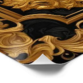 Tigergold und schwarzer Zierrahmen Poster (Ecke)