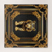Tigergold und schwarzer Zierrahmen Puzzle (Horizontal)