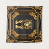 Tigergold und schwarzer Zierrahmen Wandteppich (Vorderseite (Horizontal))