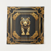 Tigergold und schwarzer Zierrahmen Wandteppich (Vorderseite)