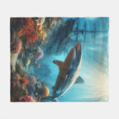 Tigerhai & Korallenriff Fleecedecke (Vorderseite (Horizontal))