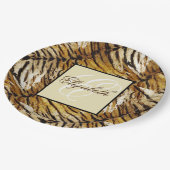 Tigerhaut, Monogramm, stylish, Tiger, gestreift, a Pappteller (Schrägansicht)