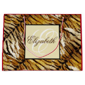 Tigerhaut, Monogramm, stylish, Tiger, gestreift Große Geschenktüte (Vorderseite)