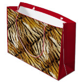 Tigerhaut, Monogramm, stylish, Tiger, gestreift Große Geschenktüte (Rückseite Schrägansicht)