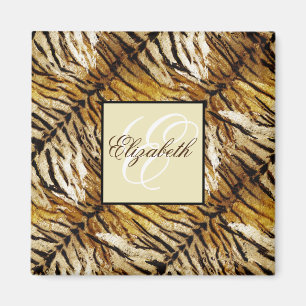 Tigerhaut, Monogramm, stylish, Tiger, gestreift Magnet