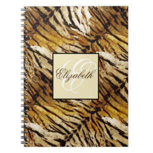 Tigerhaut, Monogramm, stylish, Tiger, gestreift Notizblock