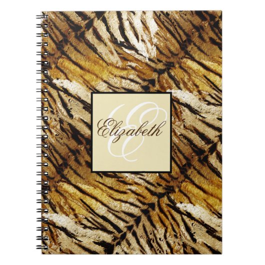 Tigerhaut, Monogramm, stylish, Tiger, gestreift Notizblock (Vorderseite)