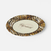 Tigerhaut, Monogramm, stylish, Tiger, gestreift Pappteller (Schrägansicht)