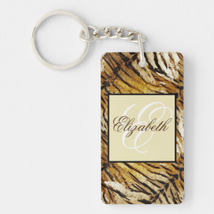 Tigerhaut, Monogramm, stylish, Tiger, gestreift, Schlüsselanhänger