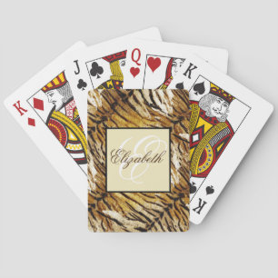 Tigerhaut, Monogramm, stylish, Tiger, gestreift, Spielkarten