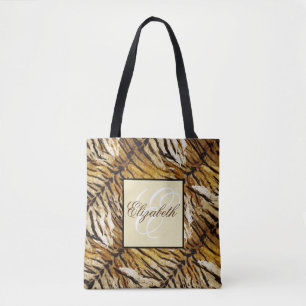 Tigerhaut, Monogramm, stylish, Tiger, gestreift Tasche