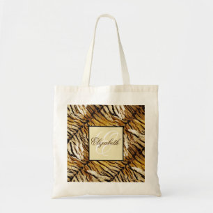Tigerhaut, Monogramm, stylish, Tiger, gestreift Tragetasche