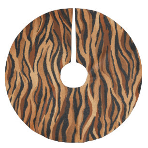 Tigerhaut: von Hand gezeichnet nahtloses Muster. Polyester Weihnachtsbaumdecke