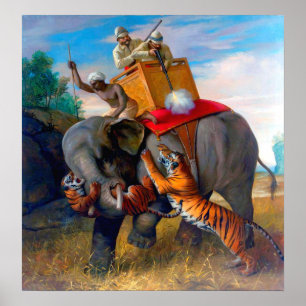 Tigerjagd Briton Rivière 1920  Poster