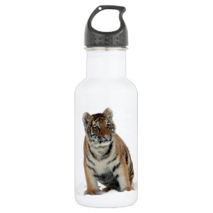 Tigerjunges im Schnee Foto Edelstahlflasche