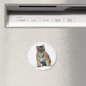 Tigerjunges im Schnee Foto Magnet (In Situ (Geschirrspüler))