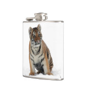 Tigerjunges im Schnee Fotografie Flachmann (Links)