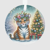 Tigerjunges mit Stechpalmenkrone Ornament (Rückseite)