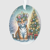 Tigerjunges mit Stechpalmenkrone Ornament (Vorderseite)