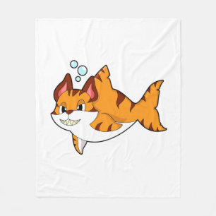 Tigerkatze als Hai im Wasser.PNG Fleecedecke