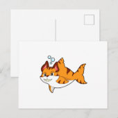 Tigerkatze als Hai im Wasser.PNG Postkarte (Vorne/Hinten)