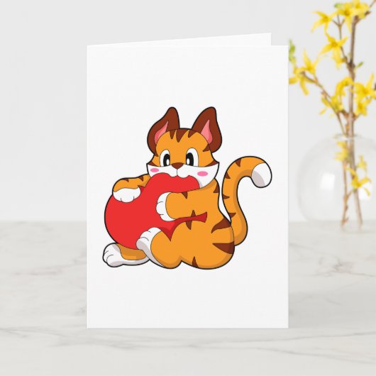 Tigerkatze in Liebe mit Herz.PNG Karte (Gelbe Blume)