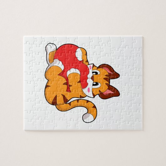 Tigerkatze in Liebe mit Herz.PNG Puzzle (Horizontal)