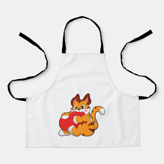 Tigerkatze in Liebe mit Herz.PNG Schürze (Vorderseite)