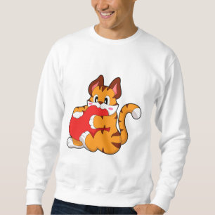 Tigerkatze in Liebe mit Herz.PNG Sweatshirt