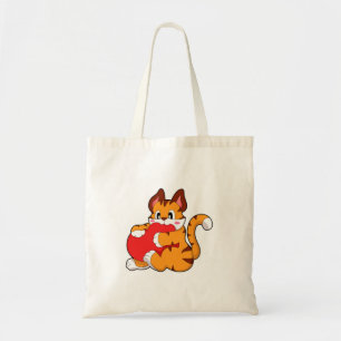 Tigerkatze in Liebe mit Herz.PNG Tragetasche