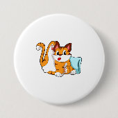 Tigerkatze mit Kissen Button (Vorderseite)