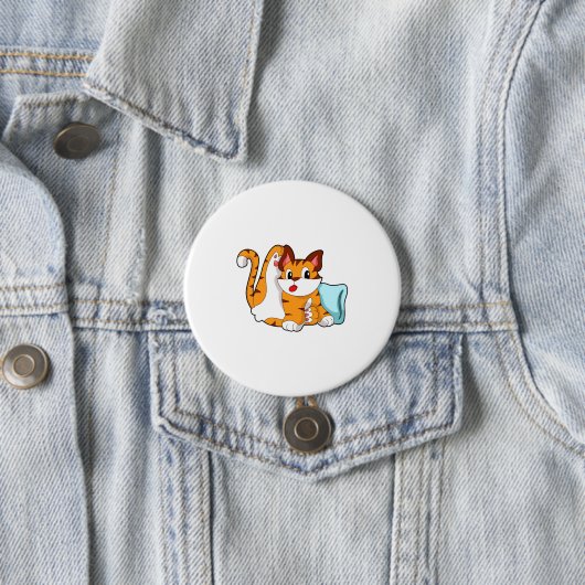 Tigerkatze mit Kissen Button (Beispiel)