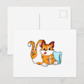Tigerkatze mit Kissen Postkarte (Vorne/Hinten)