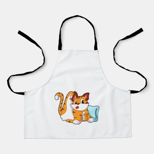 Tigerkatze mit Kissen Schürze (Vorderseite)